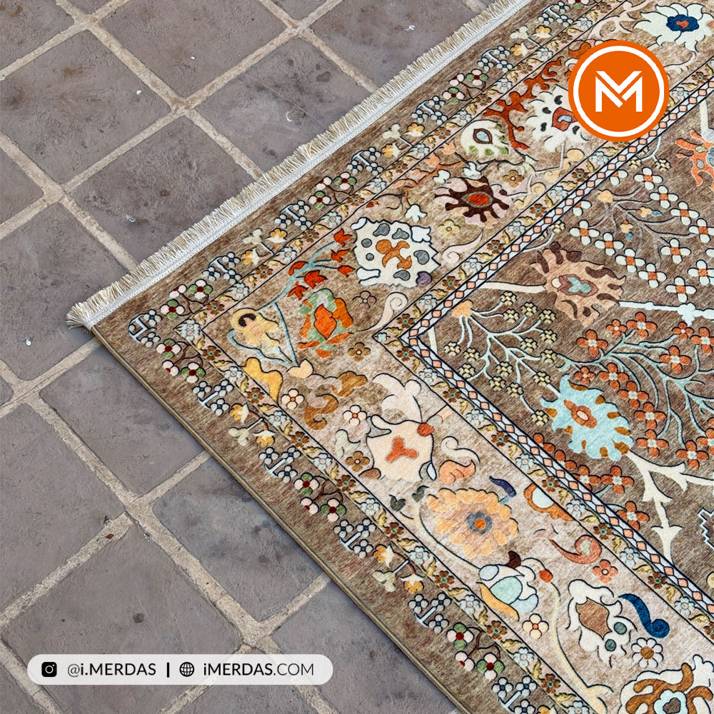 فرش کهنه نما کد 22213 زمینه تمام رنگ